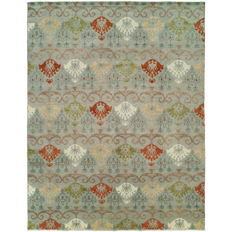 Bungalow Rose Hand Knotted Wool Ikat Rug Wayfair